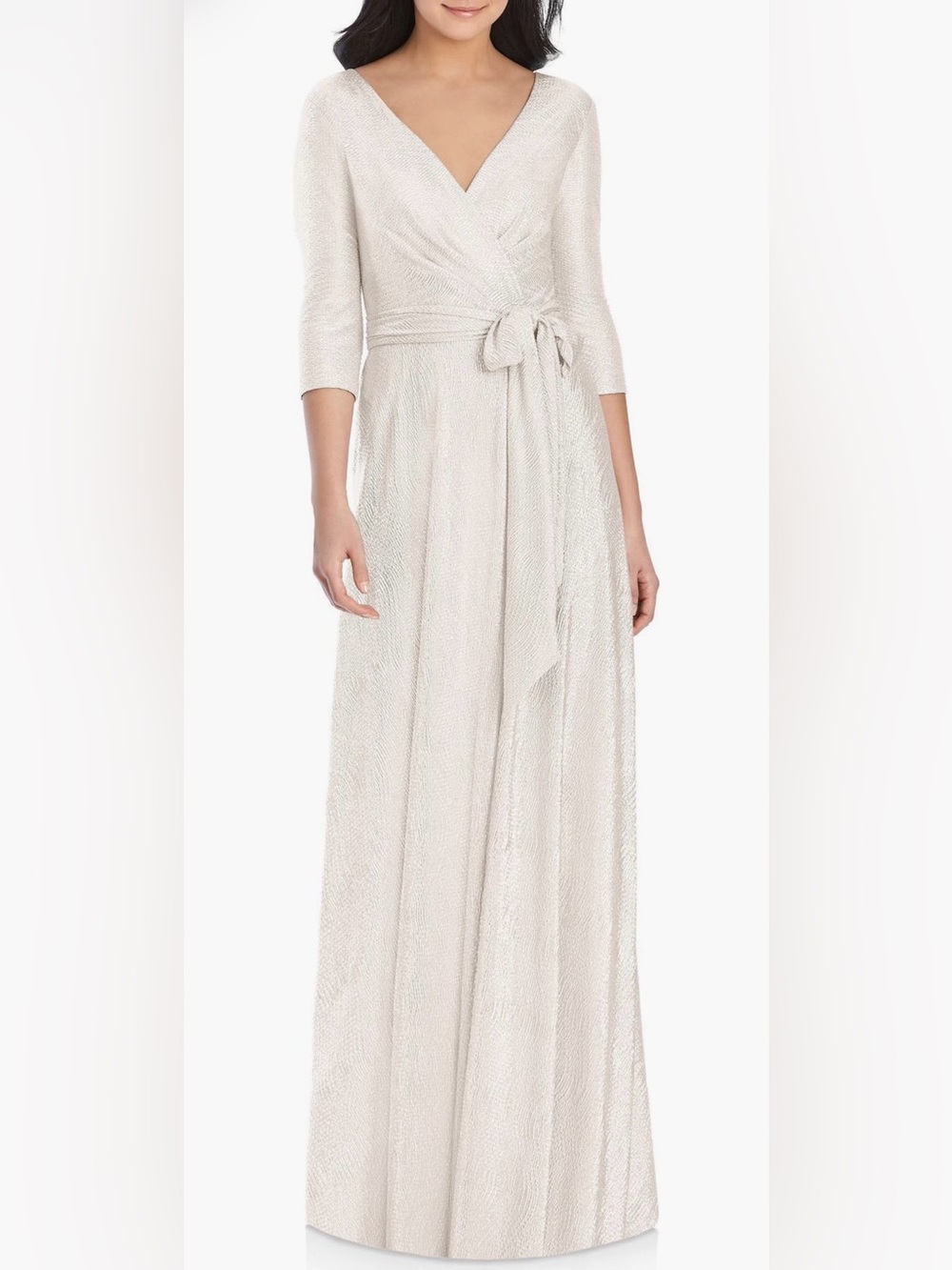Dessy Collection Rose Gold Faux Wrap Maxi Dress